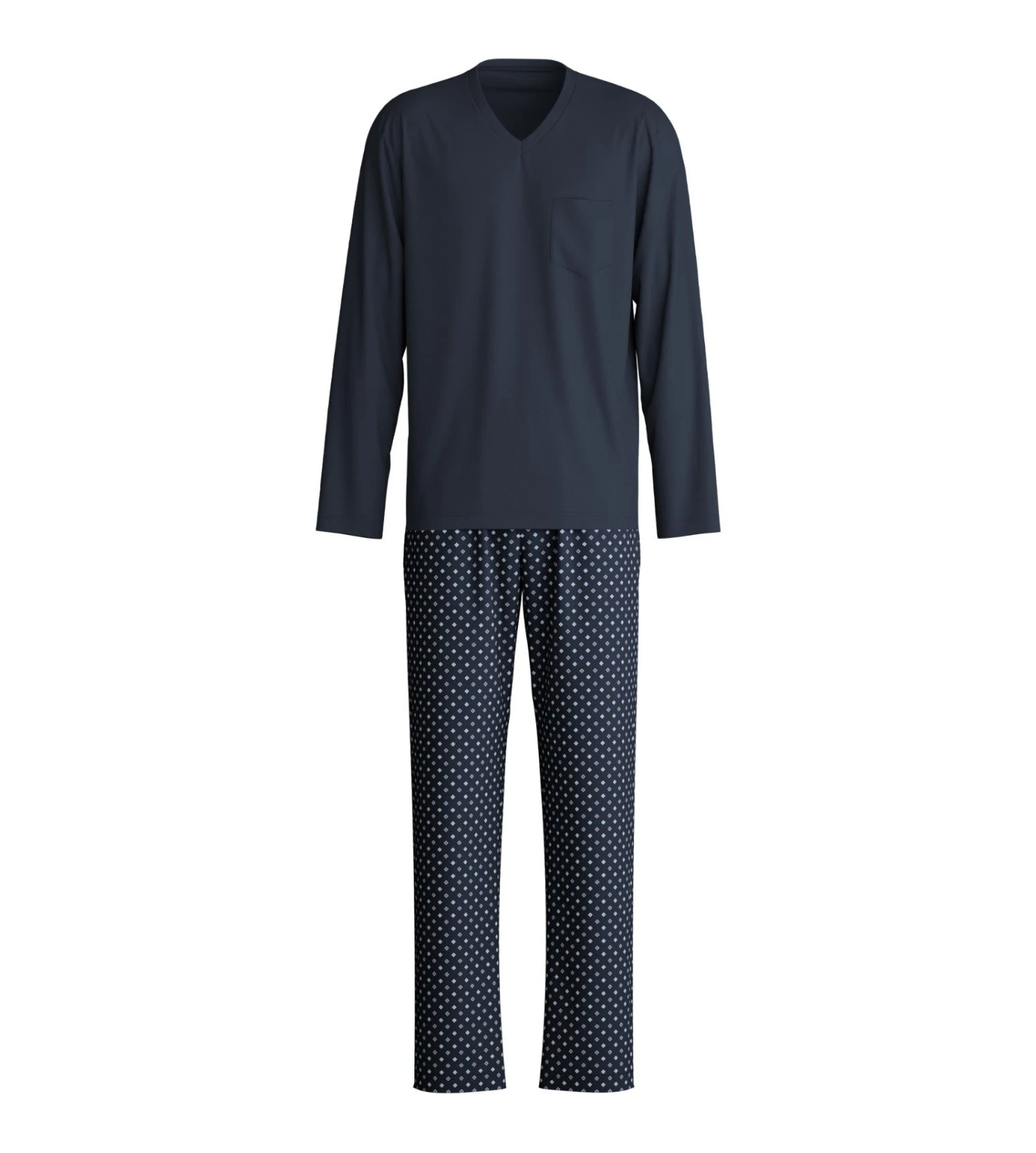 Pyjama foncé homme col en V 100% coton avec pantalon imprimé Relax Streamline Saphir Blue Calida Pyjama Foncé Homme Col En V 100% Coton Avec Pantalon Imprimé Relax Streamline Saphir Blue -Lingerie Sipp Boutique pyjama homme hiver saphir blue 1
