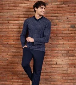 Pyjama à Motif Pour Homme Marine EDEN PARK -Lingerie Sipp Boutique pyjama homme interlock nb039 marine eden park 3