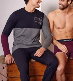 Pyjama Long Pour Homme Gris Chiné EDEN PARK