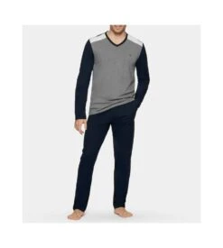 Eden Park Pyjama Long En Coton Tricolore Marine