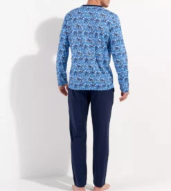 Hom Pyjama Long Vibe Imprimé Bleu -Lingerie Sipp Boutique pyjama long homme vibe imprime bleu 3