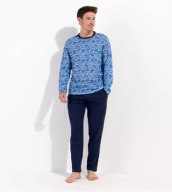 Hom Pyjama Long Vibe Imprimé Bleu -Lingerie Sipp Boutique pyjama long homme vibe imprime bleu 4