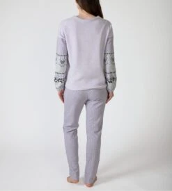 Pyjama Polaire Très Doux Pour L'hiver Motif Jacquard Lilas -Lingerie Sipp Boutique pyjama polaire pour femme lilas 2