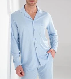 Pyjama Uni Chemise Longue Bleu Clair Homme Rafael -Lingerie Sipp Boutique rafael pyj entbout uni 3596 light blue 2