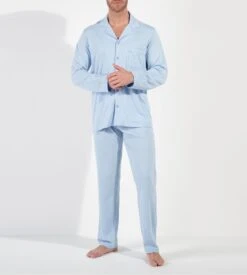 Pyjama Uni Chemise Longue Bleu Clair Homme Rafael -Lingerie Sipp Boutique rafael pyj entbout uni 3596 light blue 3