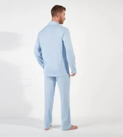 Pyjama Uni Chemise Longue Bleu Clair Homme Rafael -Lingerie Sipp Boutique rafael pyj entbout uni 3596 light blue 4