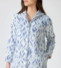 Robe De Chambre Pilou Boutonnée Bleu/Gris -Lingerie Sipp Boutique robe de chambre boutonnee femme 2