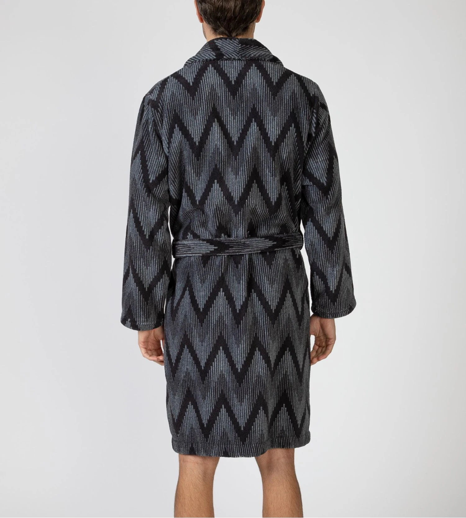 Robe de chambre grise pour homme imprimé graphique Robe De Chambre Grise Pour Homme Imprimé Graphique -Lingerie Sipp Boutique robe de chambre homme imprime noir 3