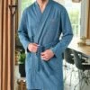 Robe De Chambre Croisée Pour Homme Bleu