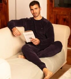 Pyjama En Velours Côtelé Homme Bleu Marine Ronnie 3 Pyjama En Velours Côtelé Homme Bleu Marine Ronnie -Lingerie Sipp Boutique ronnie pyjama velours bleu marine homme 2