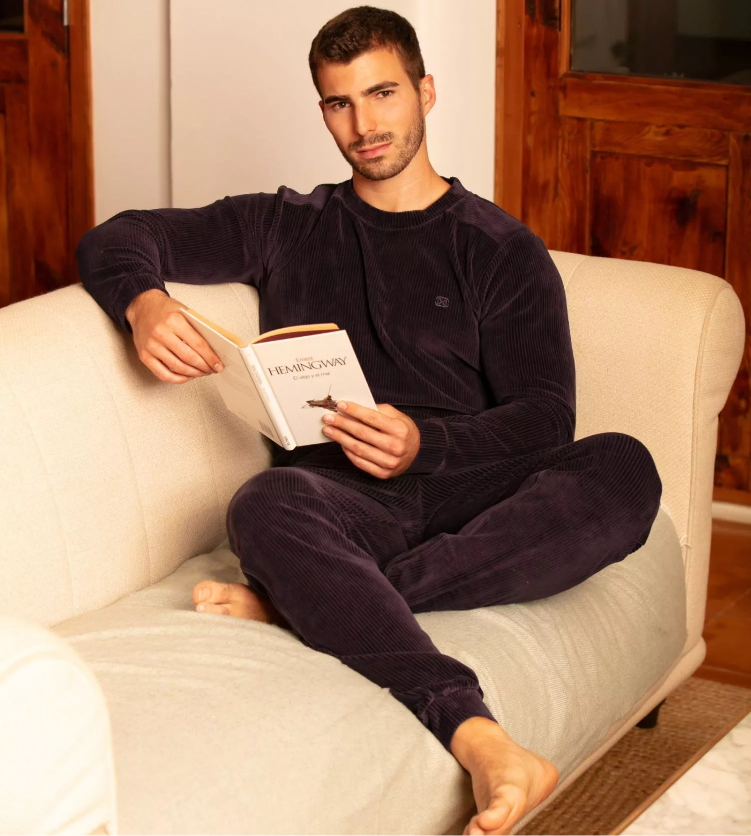 Pyjama en velours côtelé homme bleu marine Ronnie Pyjama En Velours Côtelé Homme Bleu Marine Ronnie -Lingerie Sipp Boutique ronnie pyjama velours bleu marine homme 2