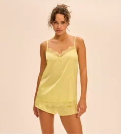Simone Perele Short De Nuit Satin Secrets Jaune D'Été