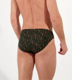 Slip Pour Homme Vizzanova Imprimé Minimaliste Vert Kaki -Lingerie Sipp Boutique slip homme kaki imprime vizzanova plante carnivore 3