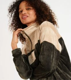 Banana Moon Sweat En Velours à Capuche & Col Zippé Amira Jetlake Kaki -Lingerie Sipp Boutique sweet col zipee velours kaki 3