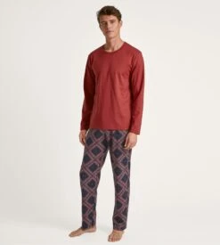 Calida T Shirt Manches Longues RMX Sleep Time Off Ochre Red -Lingerie Sipp Boutique t shirt h u ml 237 ochre red 4