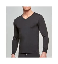 T-shirt ML Homme Col V Thermo NOIR