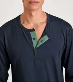 Calida T-shirt Homme Manches Longues DSW Balancing Dark Sapphire Bleu -Lingerie Sipp Boutique t shirt nuit h col u ml dark sapphire bleu 2