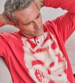 Pyjama Homme En Coton Col Tunisien Rouge -Lingerie Sipp Boutique tdh pyj h coton col tunisien rouge 2