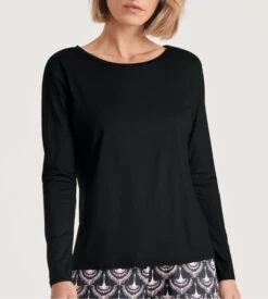 Calida T-shirt Noir Uni à Manches Longues Pour Femme Favourites Seduction