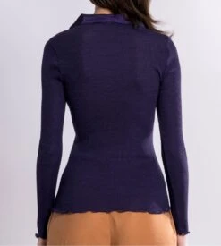 Top Manches Longues Laine, Soie Et Dentelle Mirtillo -Lingerie Sipp Boutique top laine soie dentelle oscalito mirtillo 2