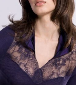 Top Manches Longues Laine, Soie Et Dentelle Mirtillo -Lingerie Sipp Boutique top laine soie dentelle oscalito mirtillo 4