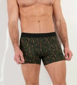 Boxer Pour Homme Vizzanova Imprimé Minimaliste Vert Kaki