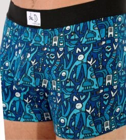 Boxer Homme édition Limitée Ft. Artiste Le D. Voyages Motifs Festifs Bleus -Lingerie Sipp Boutique voyages boxer briefs p0bi blue print 2