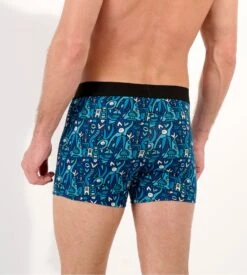 Boxer Homme édition Limitée Ft. Artiste Le D. Voyages Motifs Festifs Bleus -Lingerie Sipp Boutique voyages boxer briefs p0bi blue print 3