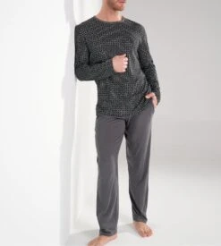 Pyjama à Manches Longues Pour Homme Imprimé Gris Waldorf -Lingerie Sipp Boutique waldorf pyj u long i0zu grey print 4